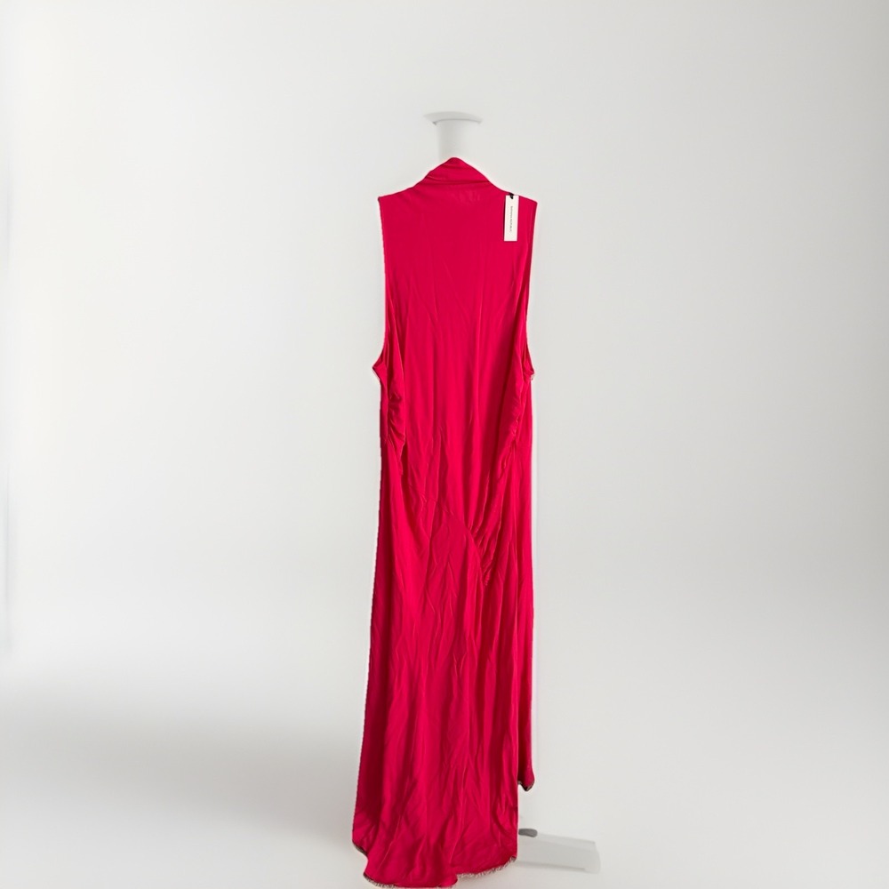 Banana Republic Pink Solid Ruched Mock Neck Sleeveless Maxi Dress XXL Zip
